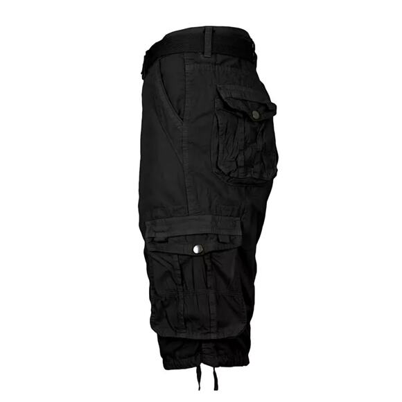 Blu Rock Men's Vintage-Like Cotton Cargo Belted Shorts Black Size 36 - Picture 4 of 6